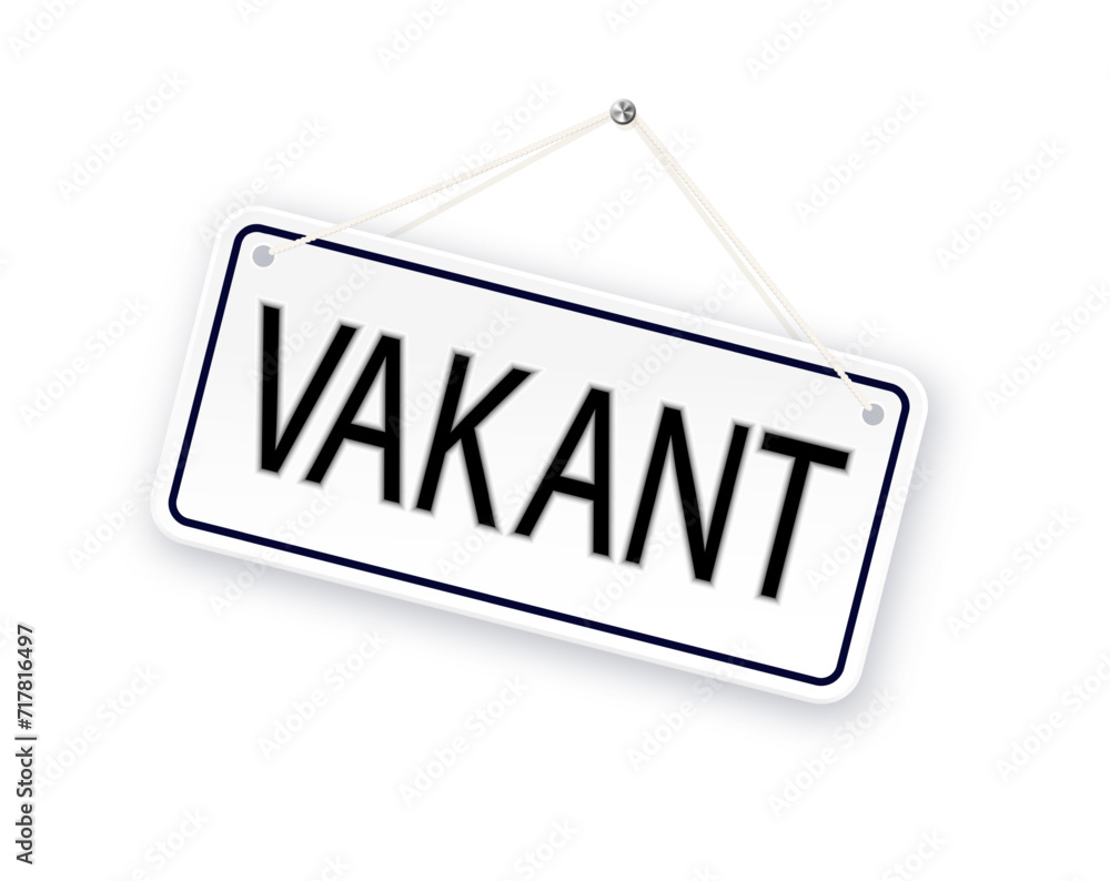 Vacant banner on copy space empty white background. Concept of career, recruitment, vacancy and human resources. 3D Vector. Vacant banner on copy space empty white background. Concept of career, recruitment, vacancy and human resources. 3D Vector.