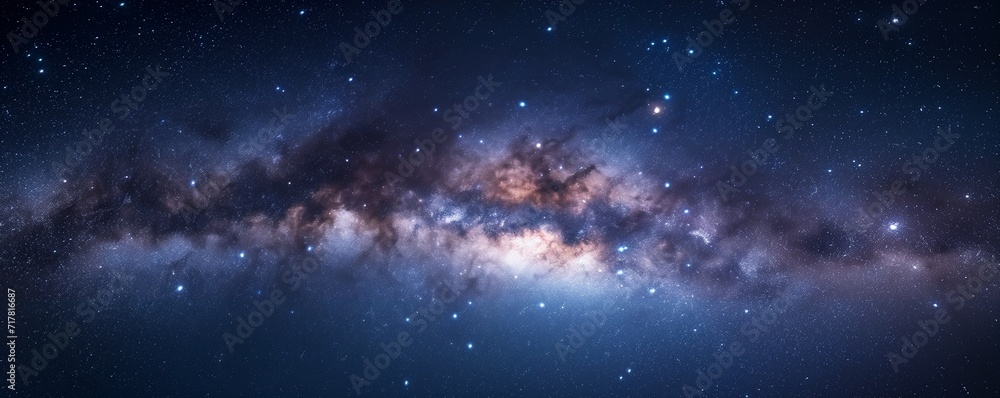 Panorama view universe space shot of milky way galaxy 