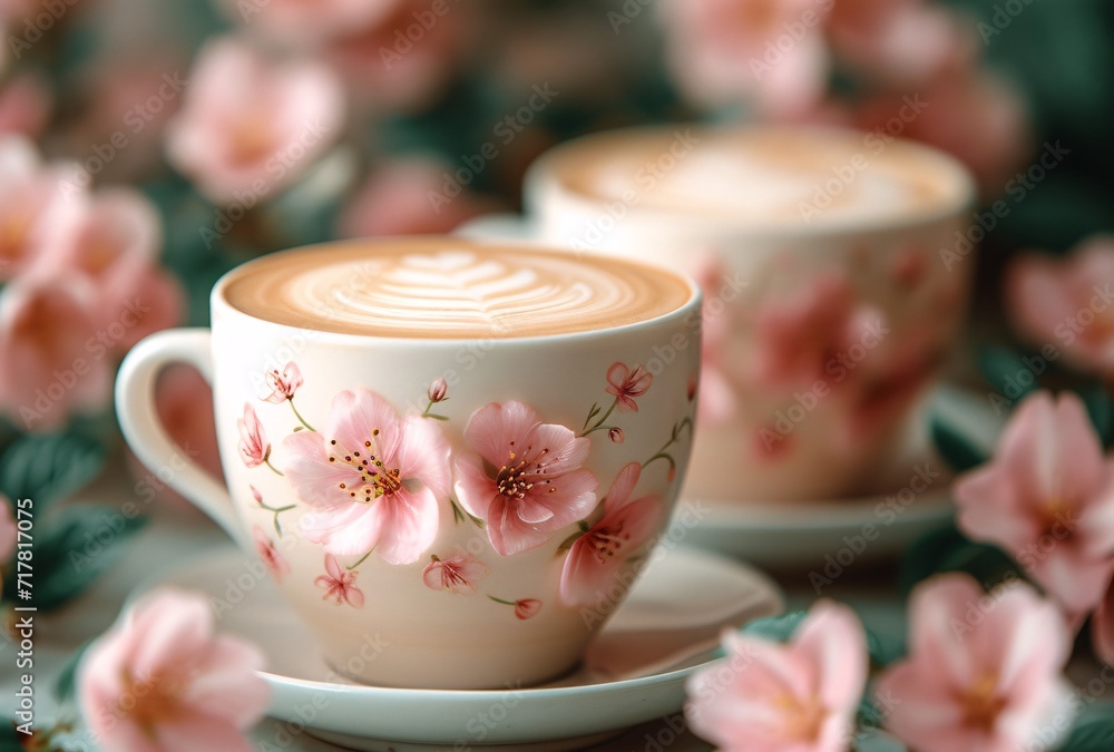 Pink Flower Coffee Mug - Perfect for a Spring Coffee Break Generative AI Pink Flower Coffee Mug - Perfect for a Spring Coffee Break Generative AI