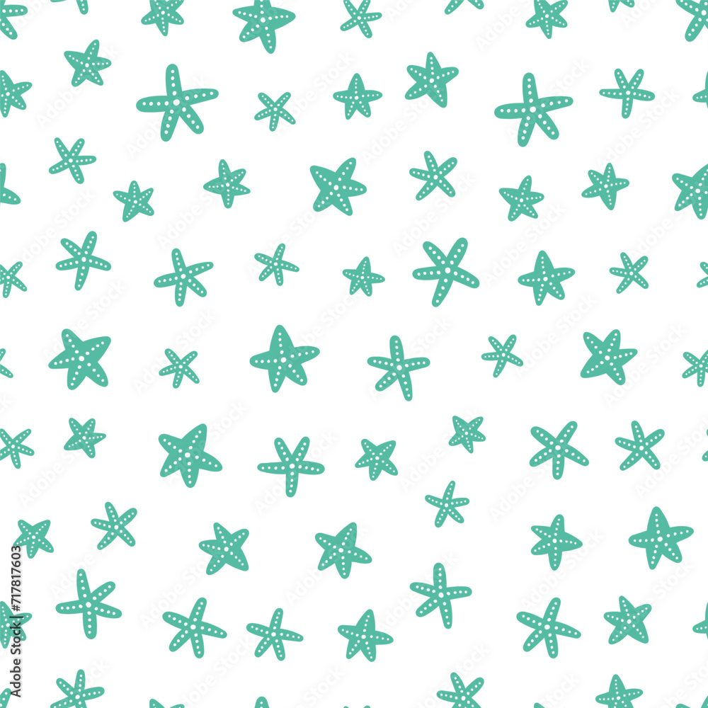 Seamless pattern with green starfish Seamless pattern with green starfish