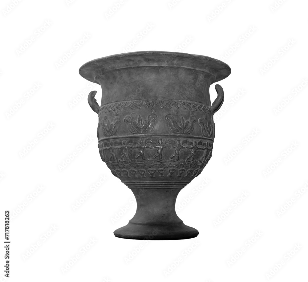 Antique iron vase isolated on white background.
