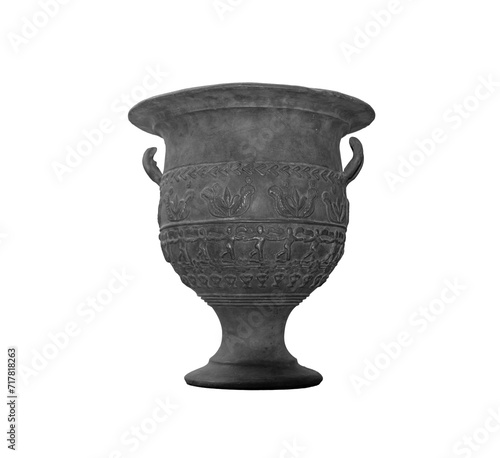 Antique iron vase isolated on white background.