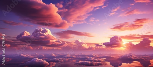 Beautiful evening sky with clouds background photo