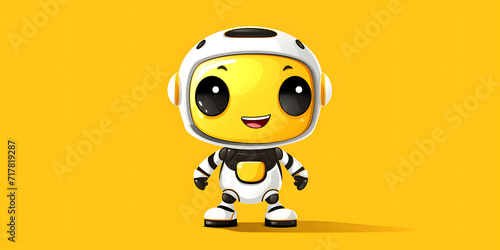 robot ai chatbot character vector on isolated yellow background 