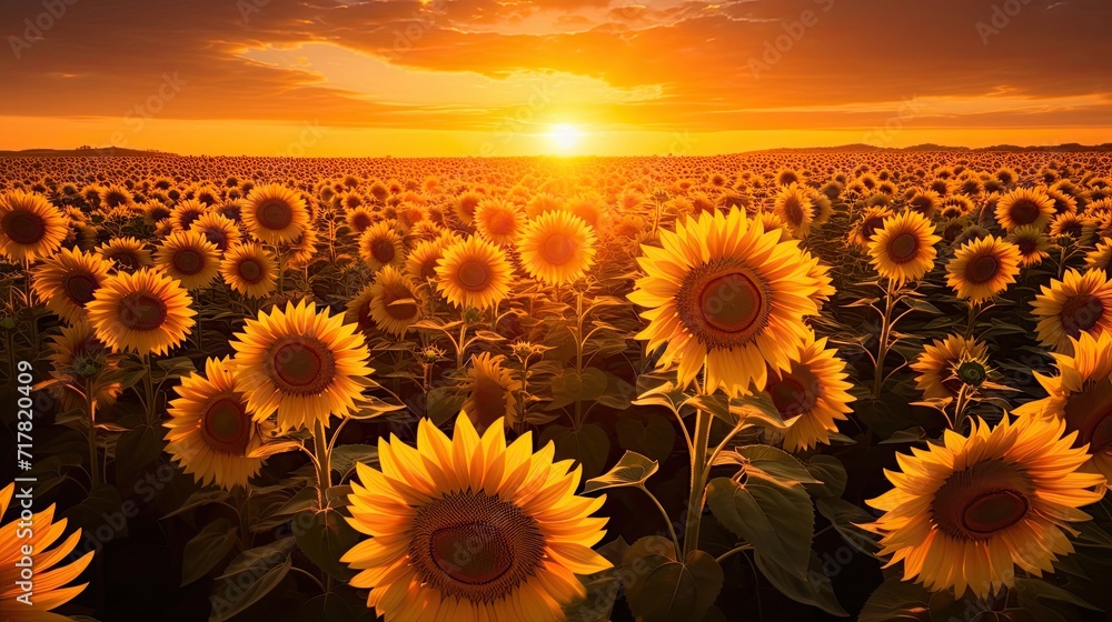 Full bloom, sunflowers, golden heads, following the sun, radiant splendor, nature's canvas. Generated by AI.