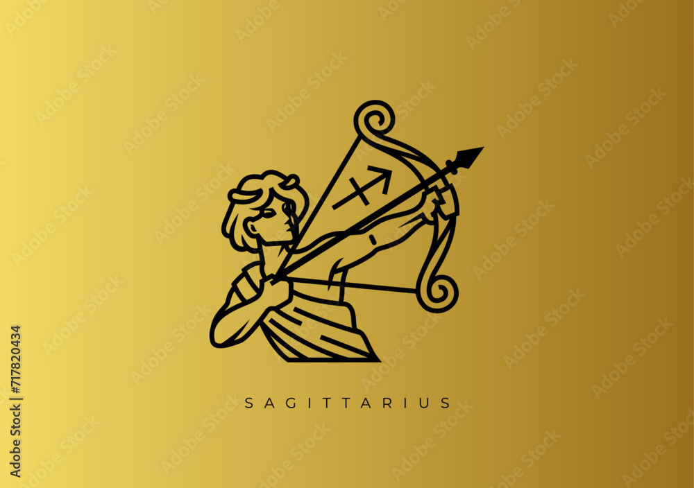 ZODIAC STOCK - SAGITTARIUS LINE DESIGN ZODIAC STOCK - SAGITTARIUS LINE DESIGN