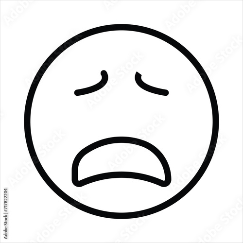 smile, emoji vector line icon, sign, illustration on white artboard.