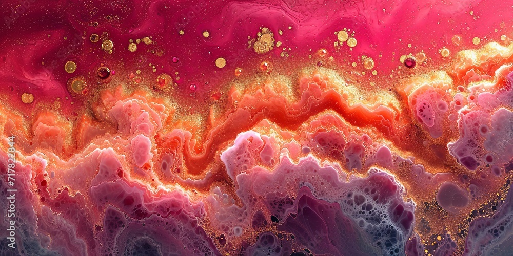 Modern white and rose painting with a pattern on it, in the style of dark red and light amber, crystalline forms, delicate gold detailing, intense close-ups.