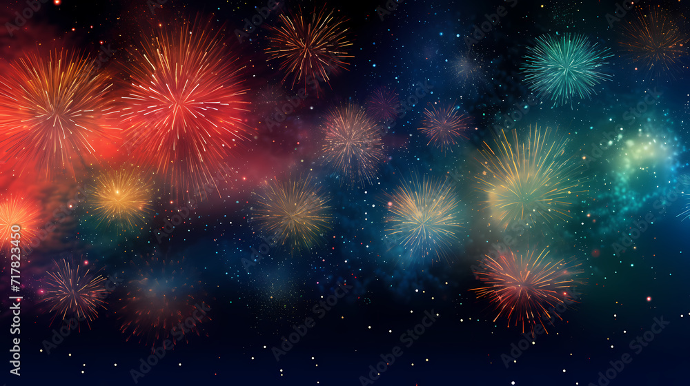 Beautiful fireworks background at night for holiday decoration Beautiful fireworks background at night for holiday decoration