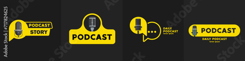 Podcast icon, logo design vector