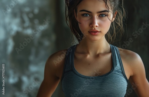 woman in workout and tshirt posing