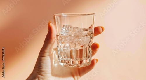 woman holding up glass with water
