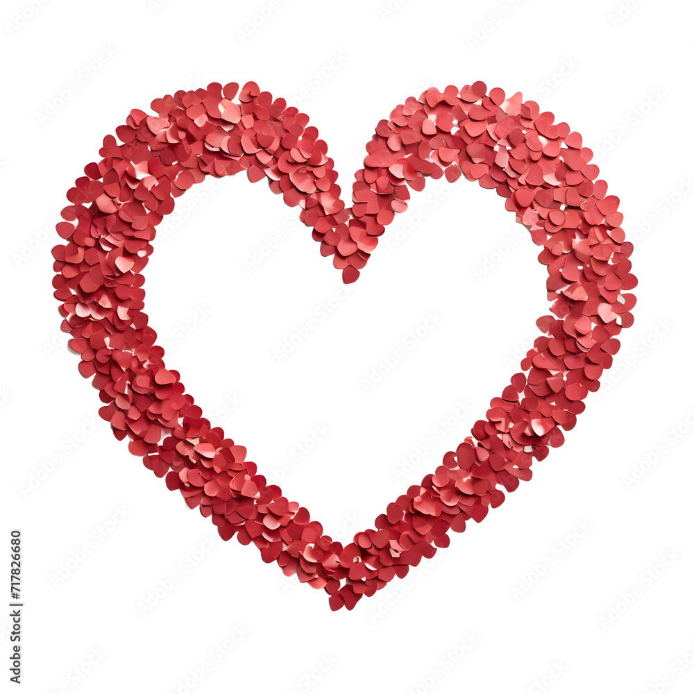 Artistic Elegance: A Red Heart Crafted from Paper Confetti, Isolated on a transparent Background