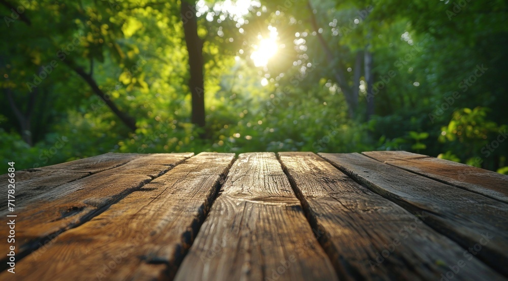 wooden table in sunny wooden green wooden table in sunny wooden green