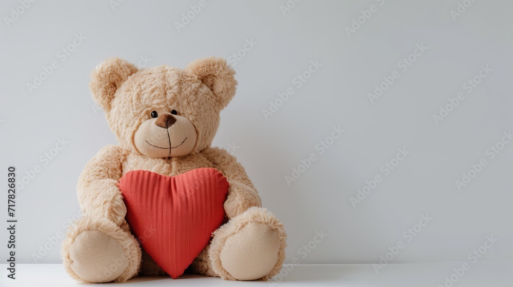 A large plush bear and a heart-shaped pillow for valentines