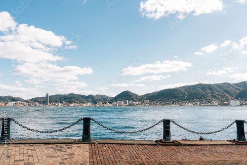 Shimonoseki Kanmon Straits and Kitakyushu Moji town in Yamaguchi, Japan photo