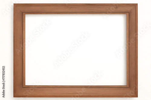Marco vertical rectangular fino de madera clara colgado en una pared con textura blanca  plano  vista superior  ilustraci  n 3D.