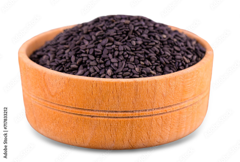 Black sesame in a Cup isolated on white background whith clipping path Black sesame in a Cup isolated on white background whith clipping path