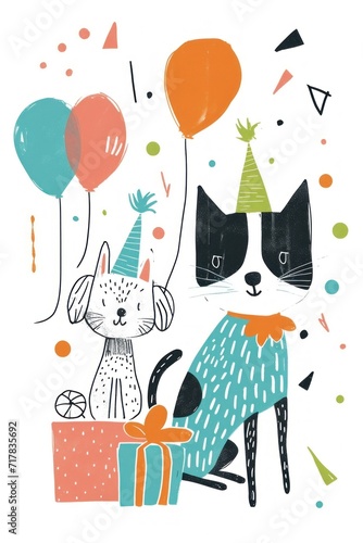 Adorable canine friends in a party mood.
