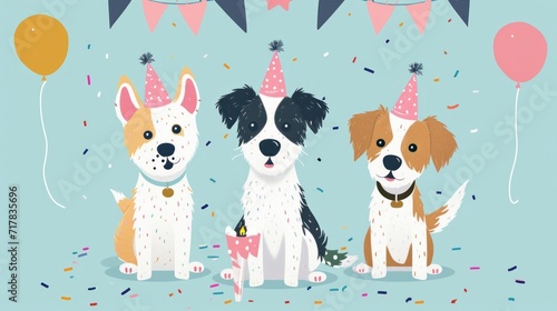 Whimsical birthday card featuring adorable dogs. © Oly Cazac