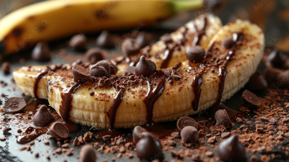 Banana with chocolate dessert Product photo