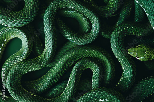 green snakes top view pattern