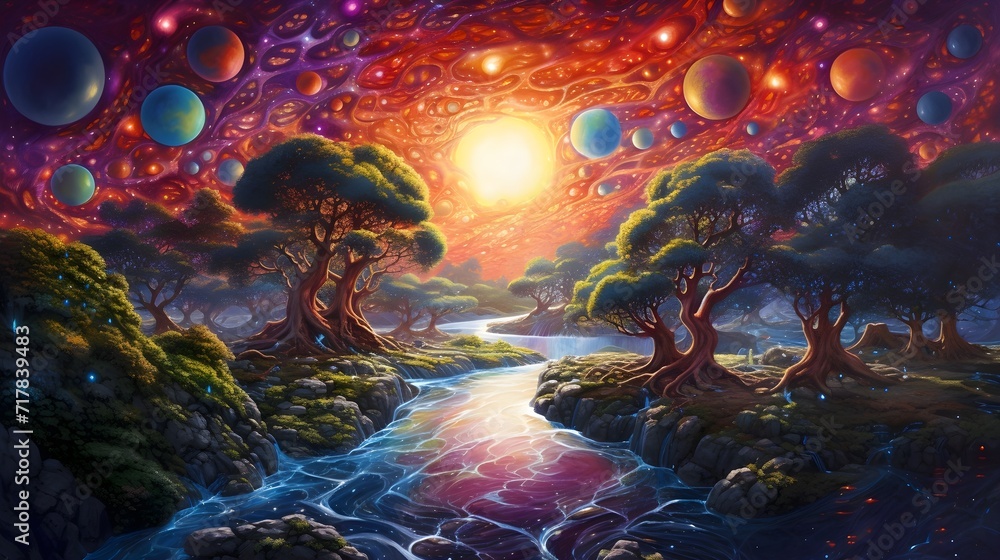 Cosmic River of Love: Liquid Energy Carrying Positive Affirmations Across the Universe
