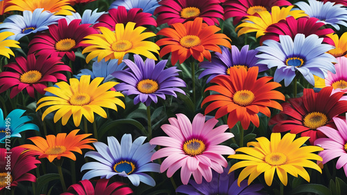 A Vibrant Display of Multicolored Daisies in Full Bloom