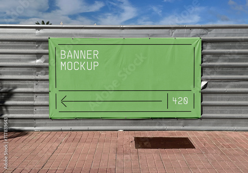 Banner on Construction Fence Mockup