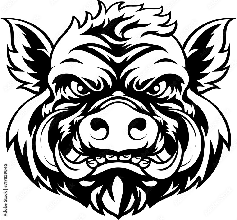 A wild boar hog razorback warthog sports mascot cartoon pig character A wild boar hog razorback warthog sports mascot cartoon pig character