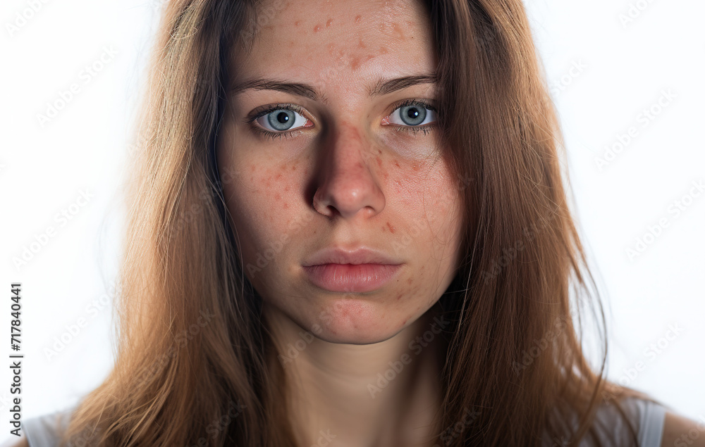 Young woman with problematic skin and scar from acne - Skin care concept Young woman with problematic skin and scar from acne - Skin care concept