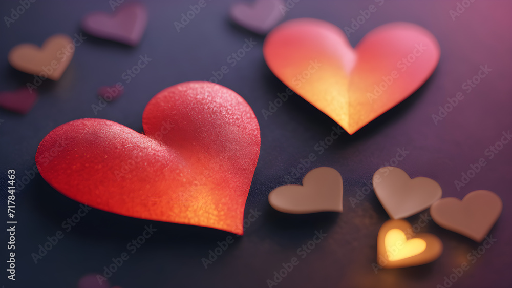 Fototapeta premium Love symbol, concept for Valentine's Day, wedding etc. Heart elements for love concept design. AI generated image