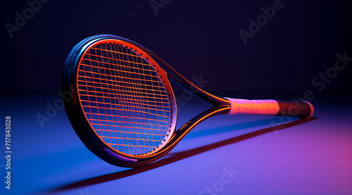Tennis racket next to tennis ball. Generative AI