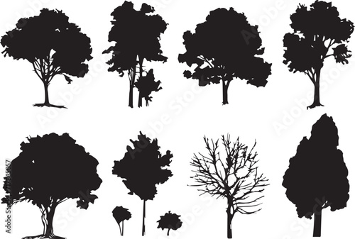 Set Trees. Hand drawn vector illustration