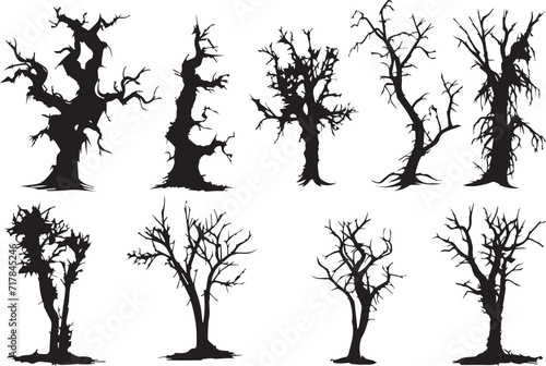 Set Trees. Hand drawn vector illustration
