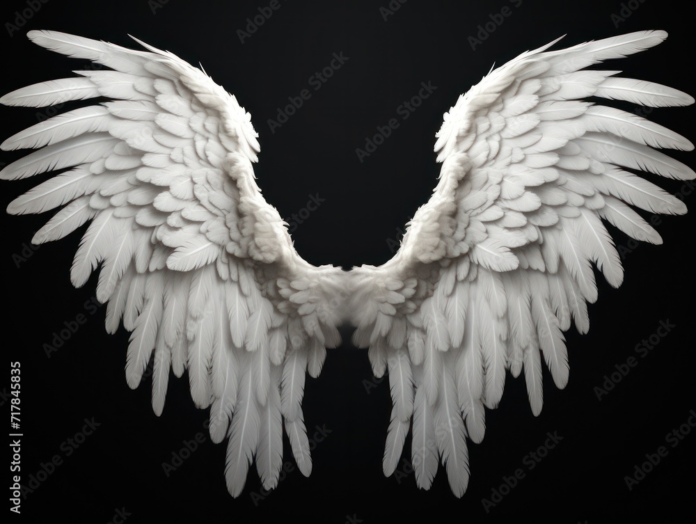 Obraz premium Clipart of Halo and Feathered Wings of Angels