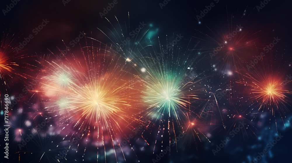 Happy New Year, burning fireworks with bokeh light background Happy New Year, burning fireworks with bokeh light background