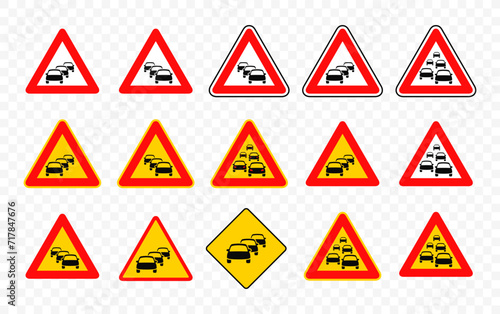 Traffic queues road sign vector design