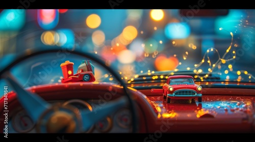 This is my car dashboard with a car toy photo