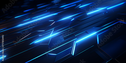 A black background with blue lights and lines 