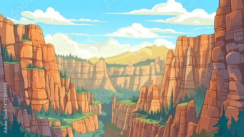 cartoon illustration of The Grand Canyon, A Natural Wonder of the World