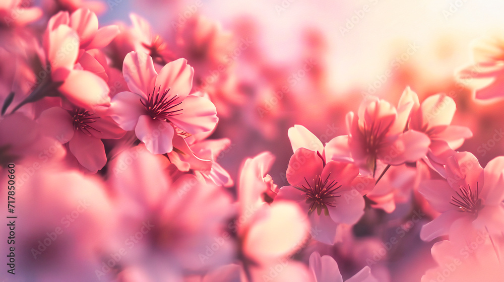 Spring Blossom in Nature, Pink Cherry Flowers and Blue Sky, Blooming Sakura Trees, Soft and Delicate Floral Background Spring Blossom in Nature, Pink Cherry Flowers and Blue Sky, Blooming Sakura Trees, Soft and Delicate Floral Background