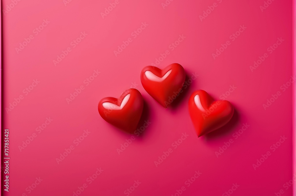 hearts on a red background