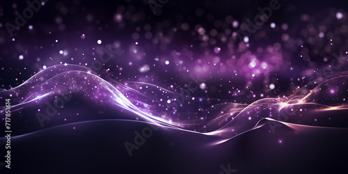 Abstract dark purple background of points Falling cyber particles 
