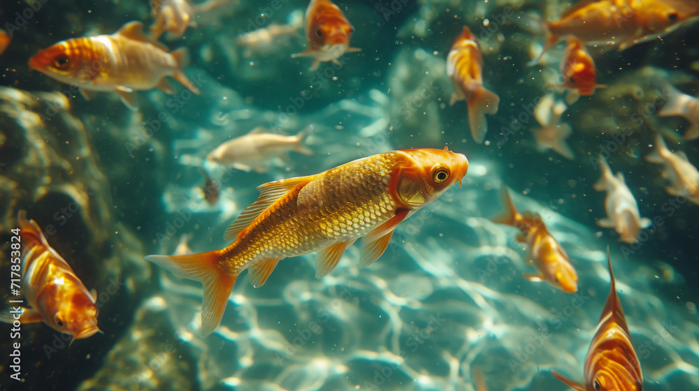 Fish swimming in a ocean, Fish in the sea with clear water Fish swimming in a ocean, Fish in the sea with clear water