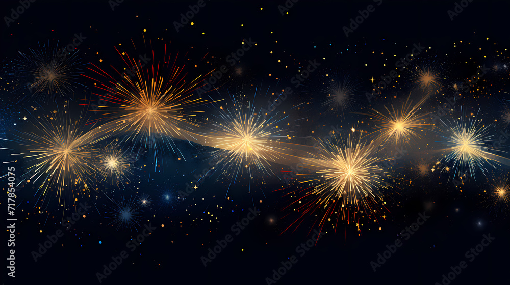 Fototapeta premium Beautiful creative holiday background. Fireworks and sparkles