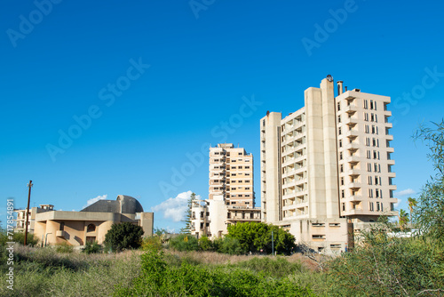 Closed Maraş Cyprus. Buildings in the abandoned city of Maraş in Famagusta, Northern Cyprus. Its local name in Cyprus is 