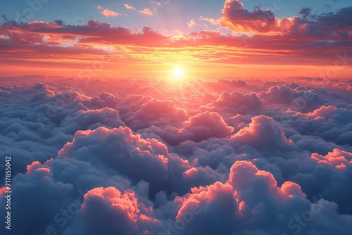 Pink Clouds in the Sky: A Stunning Sunset View Generative AI