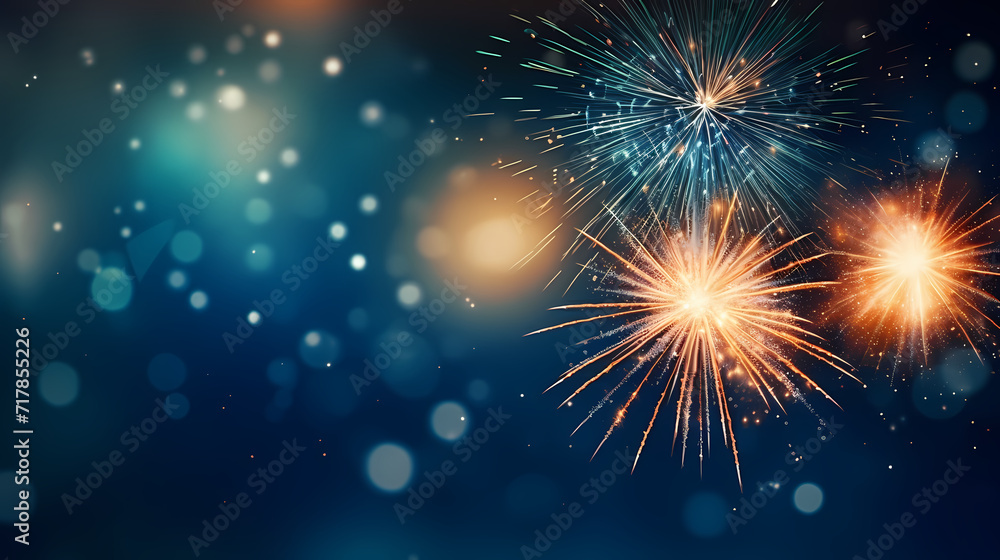 Naklejka premium Beautiful creative holiday background. Fireworks and sparkles