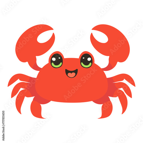Vector cartoon illustration with cute crab
